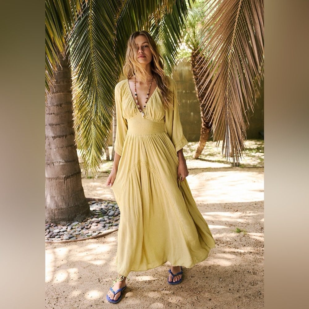 Free-est by Free People Dixie Maxi Dress in Butter Yellow